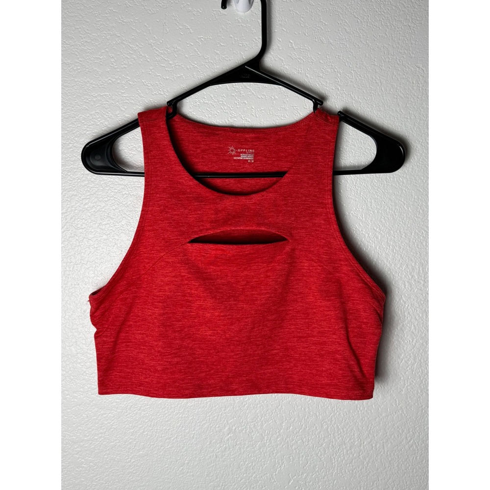 Aerie OFFLINE The Hugger Recharge Red Cutout Crop Tank Sports Bra M